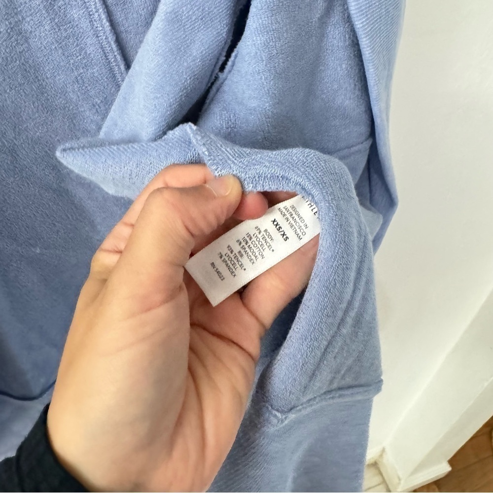 Athleta Lotus Textured Wrap Cardigan Open Front Blue Purple XXS/XS Oversized - Picture 9 of 11
